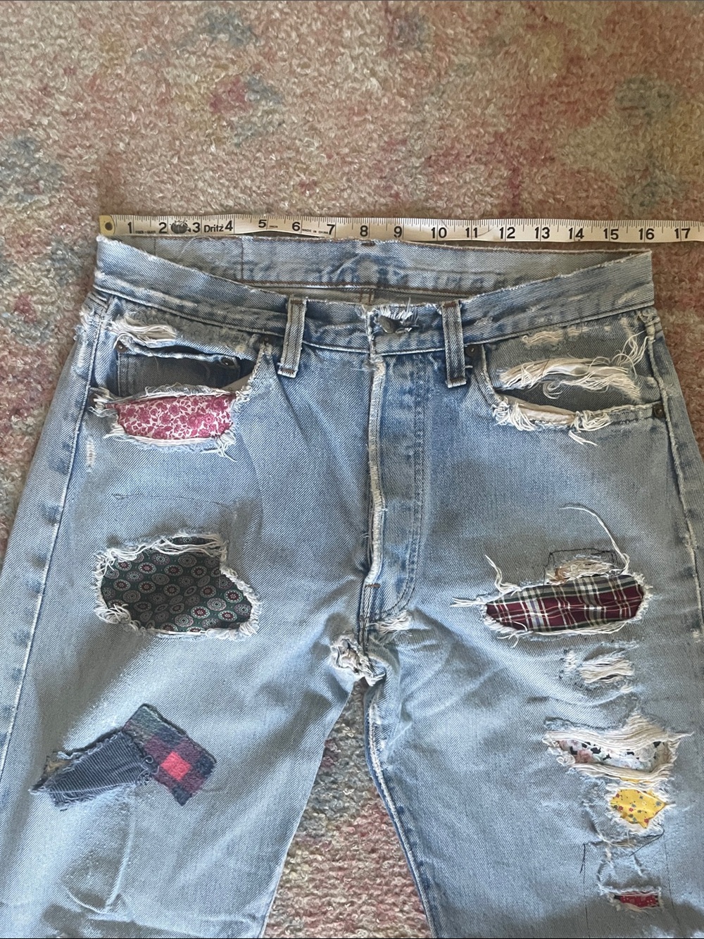 Vintage 90s Levis Grateful Dead Patchwork Hippie Festival Jeans - Picture 15 of 15